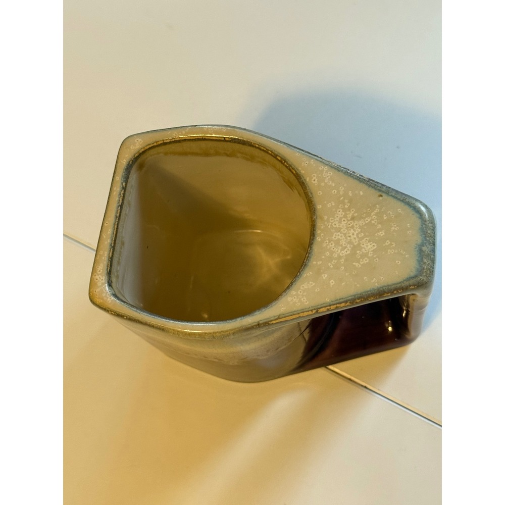 Vintage Cancun Geometric Ceramic Mug Purple Drip‎ Glaze Triangular Pottery Cup - Picture 5 of 6